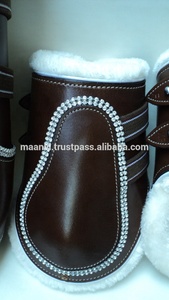 Protège-tendons en cuir réglables pour chevaux – Soin du cuir pour la protection des pattes avant et arrière, disponibles en plusieurs couleurs – Produits d'équitation - Product Image 4