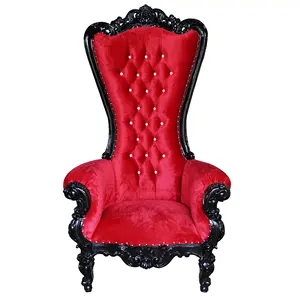 Venta al por mayor precio de fábrica Royal High Back Queen Throne sillas Silla de boda-Indonesia muebles negro muebles para el hogar de madera