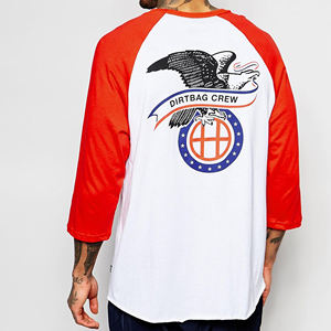 2025 venta al por mayor en línea Camiseta de algodón 100% para hombres Super suave al tacto Regular Fit cuello redondo contraste raglán manga larga sólido de punto - Product Image 2