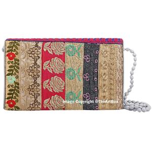 Designer indien broderie femmes épaule sac fourre-tout à la mode coton pochette à main Vintage sac à main pour les femmes fête de mariage - Product Image 2