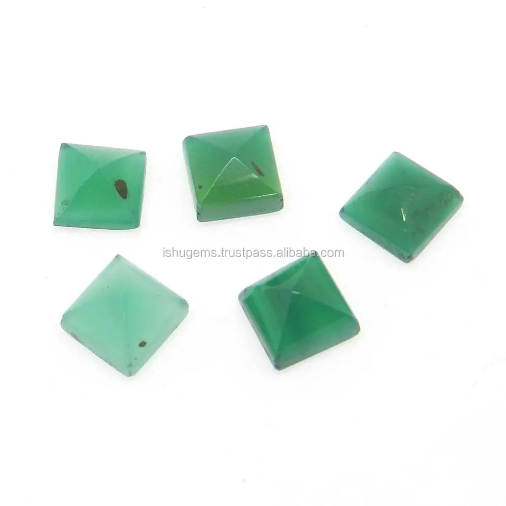 Green onyx 7x7mm Square Pyramid cut 1.89 cts loose gemstone for jewelry