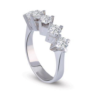 Anillo de Fiesta con Cinco Diamantes Redondos Reales de 1/2 TCW para Mujer, Oro Blanco de 14K |   Elegante Anillo de Boda de Aniversario para Mujer, Regalo - Product Image 2
