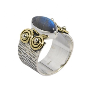 ค้อนหินอัญมณีลาบราดอไรต์แท้ดีไซน์โบราณแหวนเวอร์เมิลนิรันดร์925เครื่องประดับเงินสเตอร์ลิง - Product Image 1