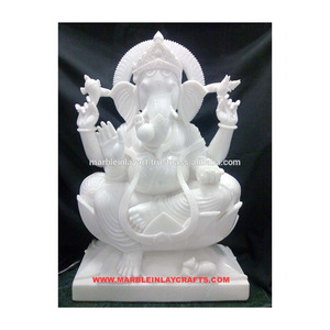White Makrana Marble Ganesh Moorti - Product Image 1