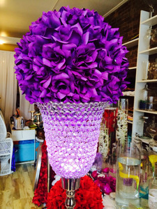 Porte-bougie en perles de cristal à l'aspect royal centre de table décoration élégance arrangement floral centre de table de mariage - Product Image 2