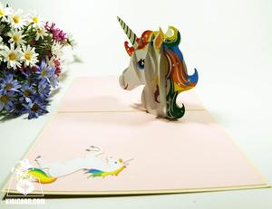 Animal <b>Card</b> Happy Birthday Greeting <b>Card</b> 3D Custom Printing Laser Cutting <b>Rainbow</b> Unicorn Pop up Souvenir Handicraft - Product Image 3