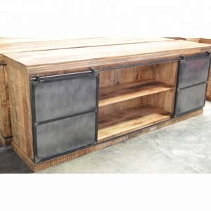 Aparador de madera de mango macizo de estilo industrial, puerta corredera de hierro Extra larga, cajones múltiples para el hogar, comedor, sala de estar, granja - Product Image 6