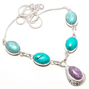 Charoite de piedras preciosas de Plata de Ley 925 Collar de plata de la joyería - Product Image 3