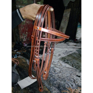 VENDRE tête de cheval en cuir Tan décrochage WESTERN HEADSTALL EN DOLLAR 8 épi complet Shetland - Product Image 2