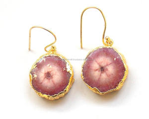 Boucle d'oreille en Quartz solaire naturel électroplaqué avec cadeau de saint-valentin et de Festival du nouvel an plaqué or - Product Image 3