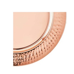 Plato de placa de cobre con borde martillado, placa de cerámica redonda de cobre, decoración de esmaltado, patrón martillado - Product Image 5