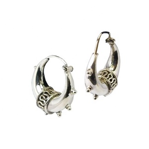 Handmade 925 <b>Sterling</b> <b>Silver</b> <b>Hoop</b> Earrings Beautiful Religious Fashion <b>Silver</b> Jewelry Manufacturer - Product Image 1