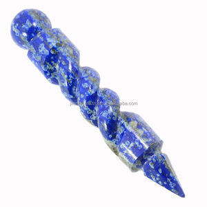 Wholesale Spiral Healing <b>Wand</b> Lapis Lazuli Stones Twisted Agate 7 Chakra <b>Crystal</b> Carved Chakra Style Spiritual Healing Stick - Product Image 1