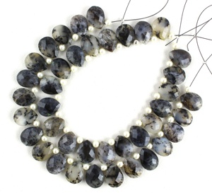 <b>Top</b> Quality Natural Dendritic Opal Gemstone Faceted Pear Shape Briolette Beads Handmade Jewelry Making Wholesale - Product Image 2