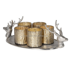 Stag <b>Head</b> Aluminum Hurricane Candle Holder - Product Image 5