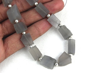 Accrocheur 1 brin pierre de lune grise naturelle pierre précieuse Top percé non traité fabrication de bijoux perles rugueuses - Product Image 5