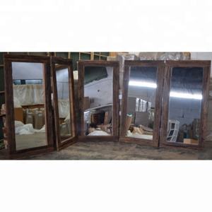 Marco de espejo colgante de pared de color antiguo europeo clásico reciclado de madera rugosa reciclada - Product Image 4