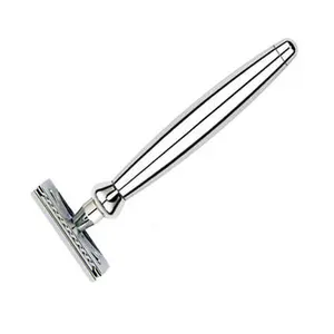 Metal stainless steel double edged blade straight safety razor shaving travel set,long handed butterfly open cut throats razor