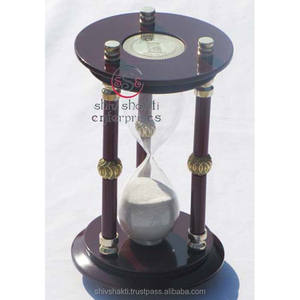 Saat — horloge de Table Vintage à collectionner, cadeau, minuterie de sable, décoration pour maison bureau, Base en bois, sablier créatif - Product Image 1