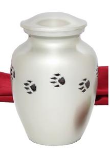 Urna de metal, urna roja brillante para cenizas, marca de pata clásica, cremación de mascotas, urna de cremación de mascotas grabada en latón - Product Image 3