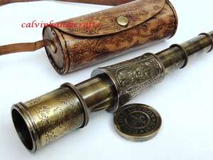 Nautical Collectible Marine Nautical Pirate Brass Telescope London 1920 Fully Carving Heavy Handwork Brass Telescope gift - Product Image 5