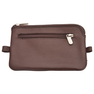 Porte-monnaie élégant en cuir de vachette Napa véritable, best-seller, avec attache porte-clés, design compact, disponible à la vente - Product Image 1