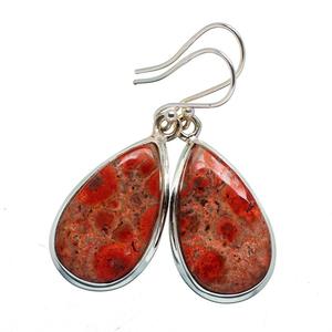 Boucles d'oreilles pendantes en argent Sterling 925 faites à la main coupe poire océan jaspe pour femmes bijoux de fête de mariage élégant cadeau bijoux en argent - Product Image 1