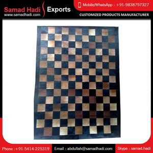 Decoración del hogar de lujo más vendida 100% alfombras de cuero de piel de vaca auténtica bordadas para oración Material de piel de lana espacio de habitación - Product Image 5