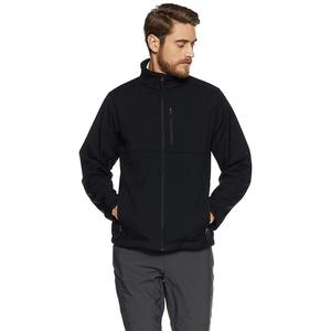 Chaquetas cálidas largas de invierno con diseño personalizado a la moda para hombre, cuello redondo, carcasa blanda con plumón, tela tejida negra sin costuras a la venta - Product Image 1