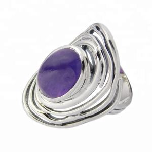Top Qualité Nouveau Design Forme Ovale Améthyste Gemme Anneau 925 En Argent Sterling Éternité Vermeil Anneaux Fournisseur De Bijoux - Product Image 3