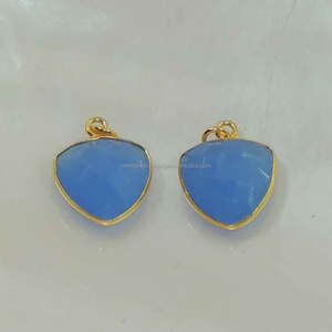 Pendentif en argent sterling 925 fait à la main, style religieux, calcédoine bleue plaquée or, pierre précieuse, diamant, pierre naturelle, bijoux - Product Image 2