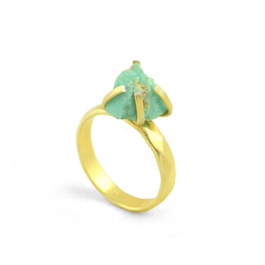 Bague de pierre précieuse de Turquoise brut, bijoux en argent plaqué or, bijoux de créateur - Product Image 4
