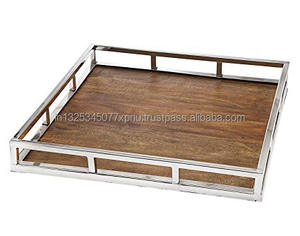 Plateau de service en bois de taille personnalisée avec poignée en aluminium - Product Image 6
