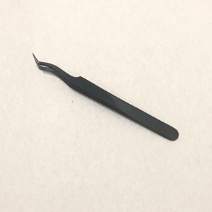 Vente chaude Professionnel J-Type Titane Noir Extension De Cils Pince À Épiler Haute-Privée Testé À La Main En Acier Inoxydable Fibre Pointue - Product Image 3