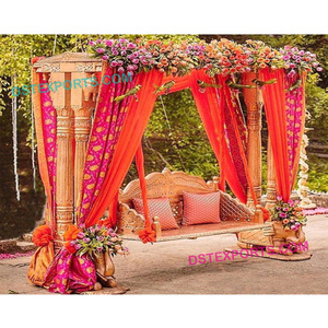 Columpio de doble poste para puerta exterior, boda india, Columpio de boda Jhula a la venta, decoración moderna de escenario Mehandi Jhula - Product Image 1