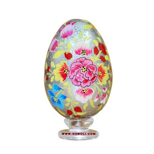 Camuflaje de plata rojo pintado a mano de madera de huevos de Pascua 2022 venta al por mayor de la decoración - Product Image 4