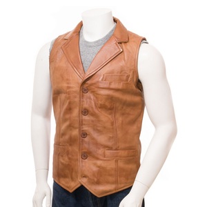 Chaleco de Cuero Industrial de Doble Tono de Alta Gama para Motociclistas, Primavera-Verano 2026, Sin Técnica de Impresión de Terciopelo - Product Image 1