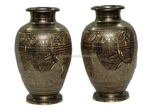 Kashmiri-jarrón grande de latón desmontado, jarrón grande de latón, jarra de martán, jarrón de latón de cuello largo, lámpara de cobre hecha a mano - Product Image 2