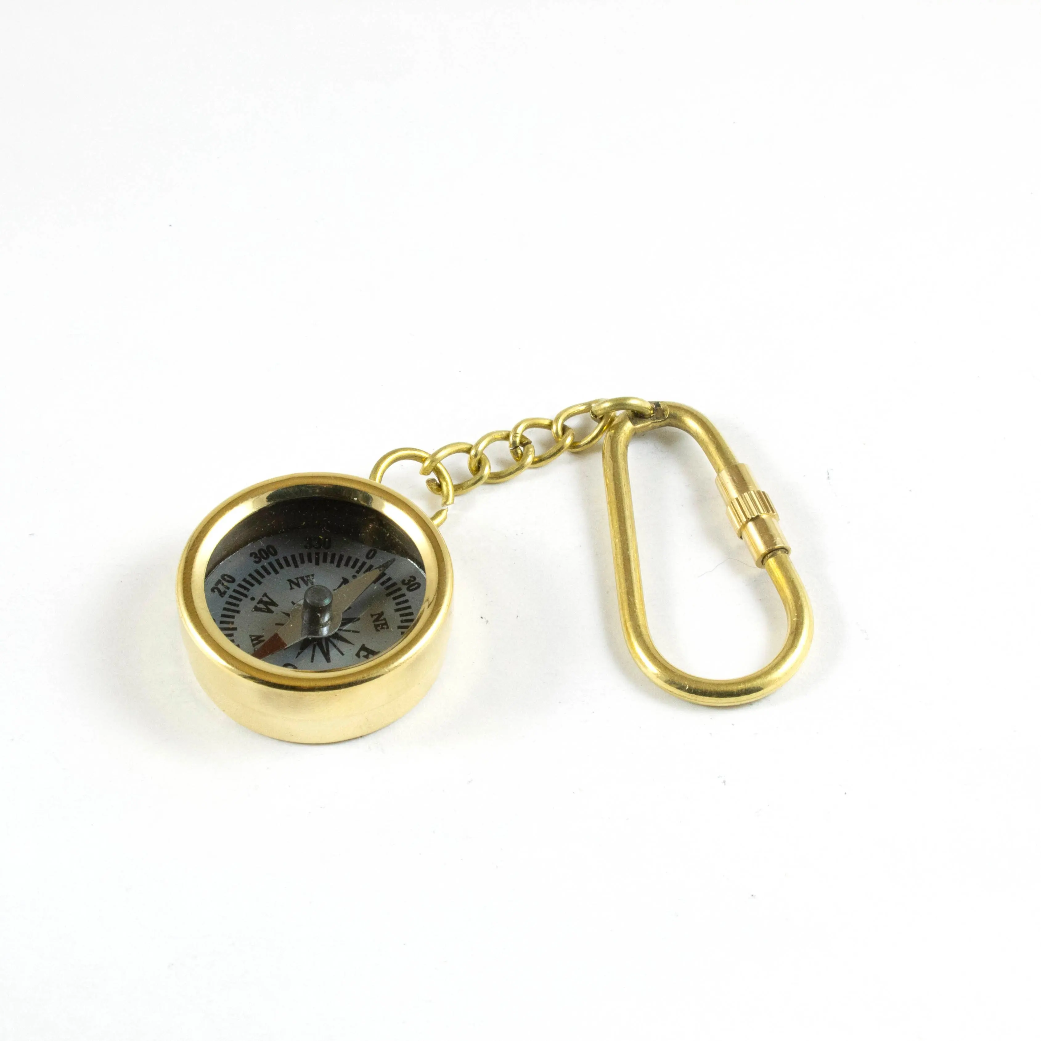 Laiton métal nautique antique compas directionnel porte-clés porte-clés plaqué or cadeau d'entreprise avec boucle en laiton