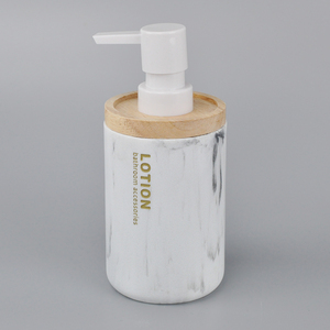 Poly Round Cylinder Shape in Marble Grain Design <b>Soap</b> Dispenser - Product Image 1
