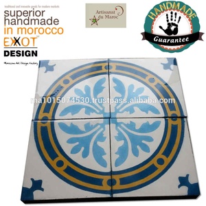 Azulejos de Cemento Encaustico Hechos a Mano en Marruecos, Textura Sólida, Diseño Mediterráneo, Resistentes al Desgaste, para Uso en Interiores de Habitaciones de Hotel, 200x200mm - Product Image 4