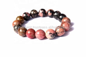 Rhodonite bohème bouddhisme perles rondes 12mm pierres précieuses Bracelet extensible pour les occasions de fête - Product Image 2