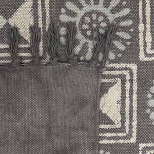 พรม dhurrie พิมพ์ลายบล็อกกำหนดเองพรมและพรมปูพื้นห้องนั่งเล่นขนาดเองทำด้วยมือ - Product Image 6