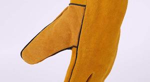 ถุงมืองานเชื่อมหนังวัวแบบแยกยาวสำหรับผู้ใหญ่ถุงมือทำงานหนังนิ่มทนความร้อนและน้ำใส่สบาย - Product Image 4