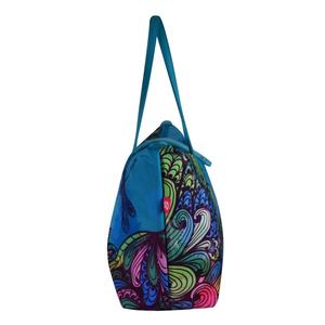 กระเป๋าชายหาดของผู้หญิงผ้าโพลีเอสเตอร์พับได้มีซิปสไตล์อังกฤษดีไซน์ตัวอักษรดอกไม้ - Product Image 3