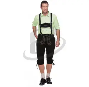 4 adet Lederhosen seti alman bavyera Trachten Oktoberfest erkek kısa paket pantolon/pantolon Polyester/pamuk erkekler düz ön