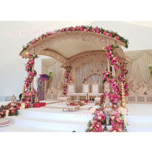 Mandap de Madera Indio Tallado a Mano, Último Modelo, Mandap para Bodas al Aire Libre, el Más Bonito Mandap Triveni Tallado en Madera, Decoración para Eventos en Londres - Product Image 1