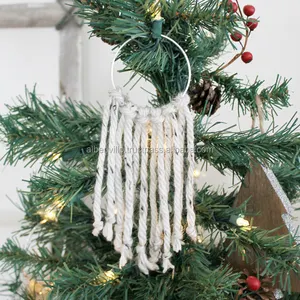 Ornamen Gantung Cincin Natal Macrame Buatan Tangan Ornamen Dekorasi Pohon Natal