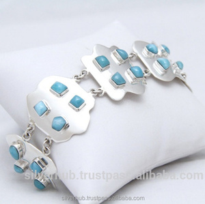Pulsera de plata de ley 925, joyería hecha a mano de Larimar - Product Image 1