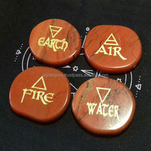 Jaspe rouge Symbole de l'eau de l'air Pierres de palmier gravées - Product Image 1